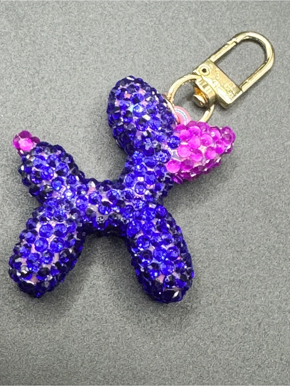Blinged Purple Balloon Dog Bag Charm/keychain Glass Rhinestones